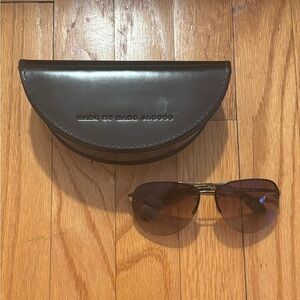 Marc by Marc Jacobs Black Leather Sunglasses Case and Sunglasses.